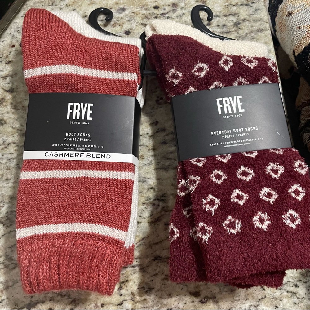 Frye Burgundy and Cream Boot Socks